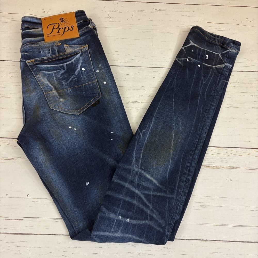 Prps Stretch Distressed Jeans Mens 28x34 Blue Denim Indigo Slim Straight E99P92W